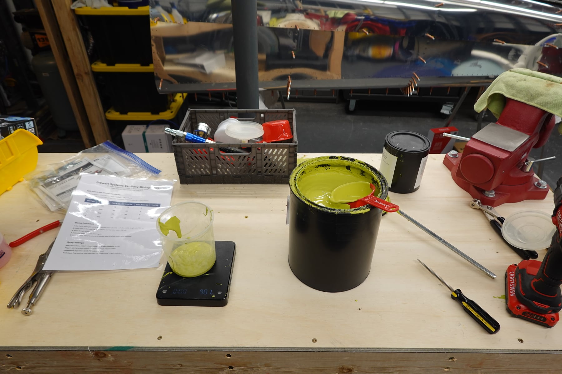 Weighing and mixing the EkoPoxy.