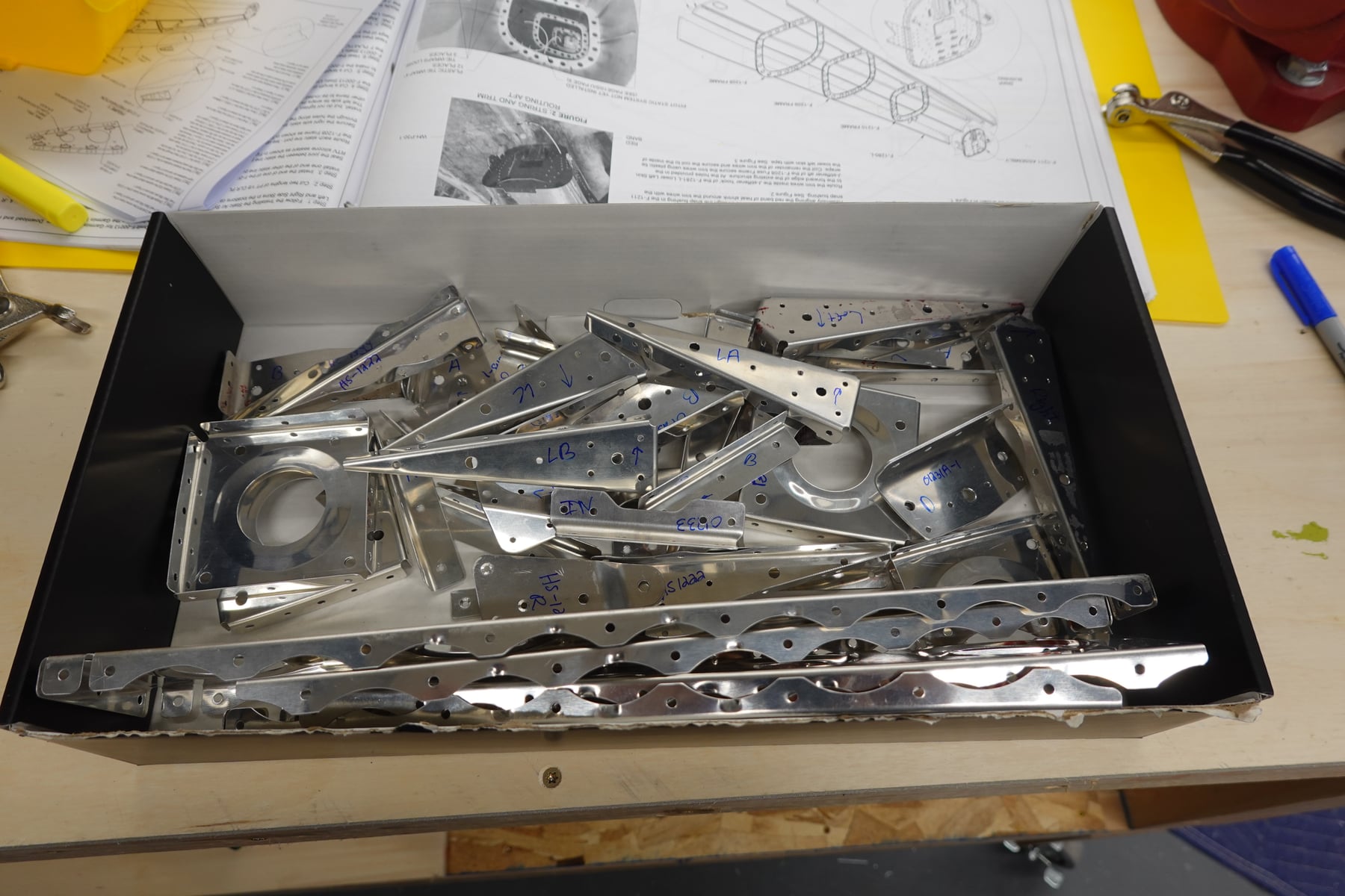 Pieces ready for cleaning, etching, and priming.