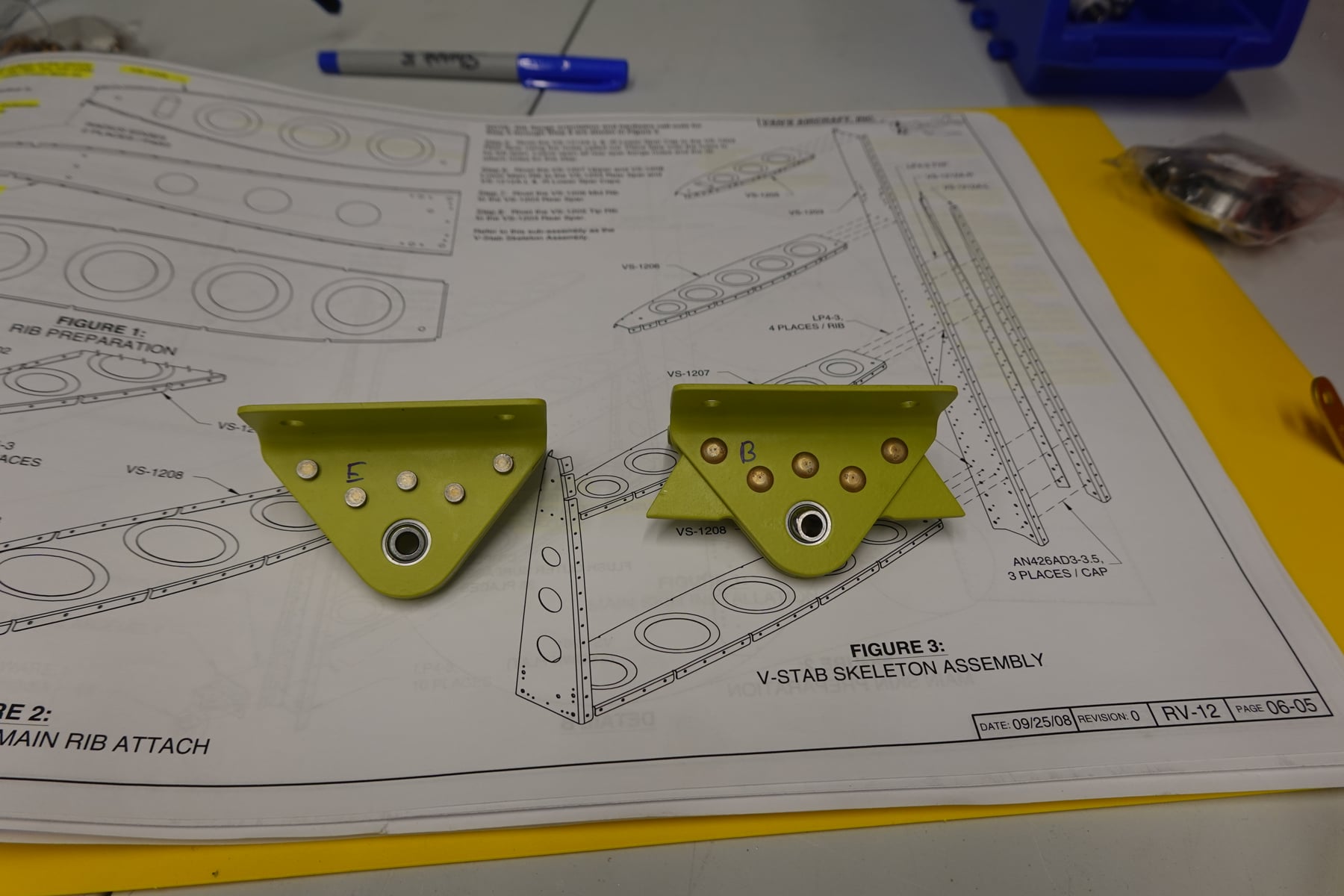 The first rivets on the plane.