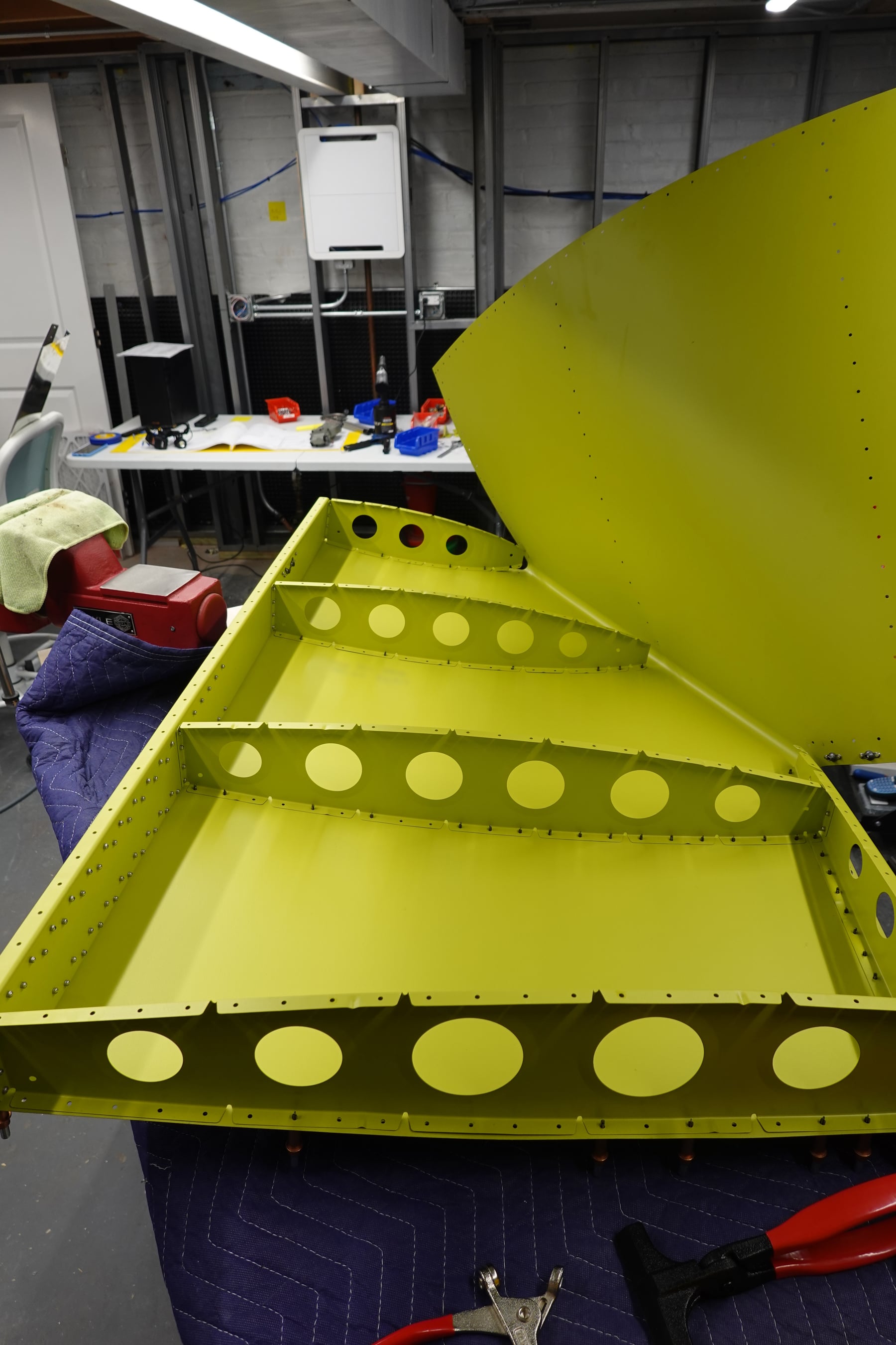 Before we closed up the vertical stabilizer. I love the green.