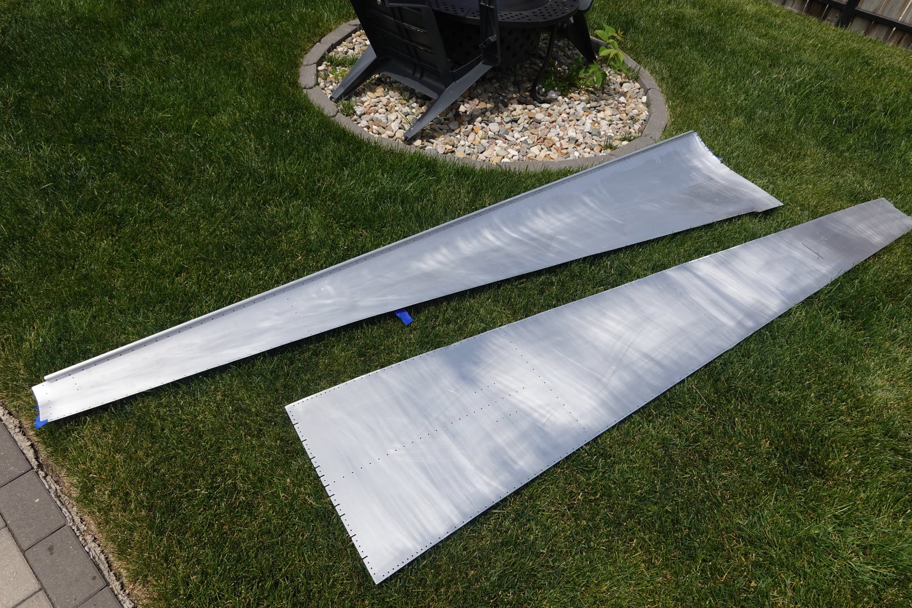 Pieces of the tailcone after being etched outside.
