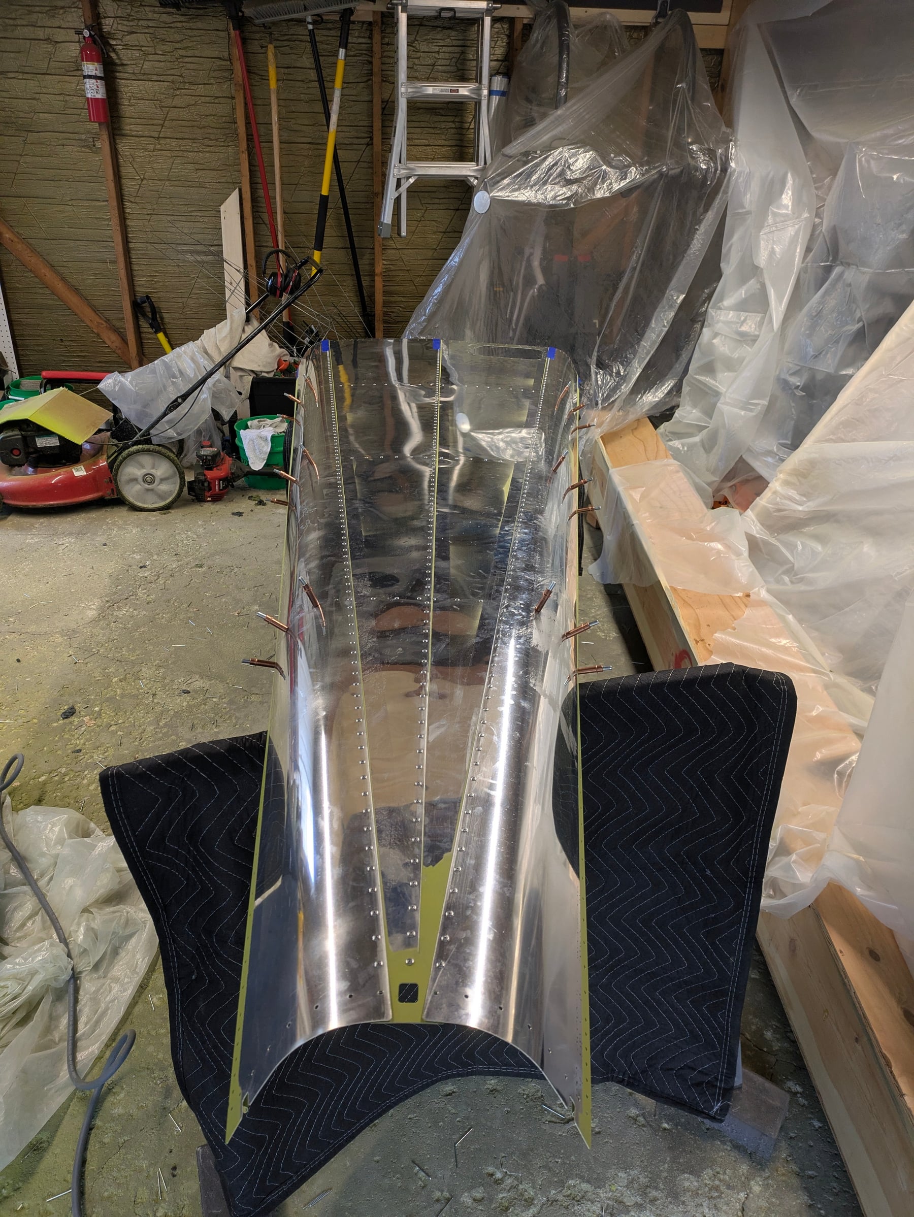 The bottom of the tailcone riveted.