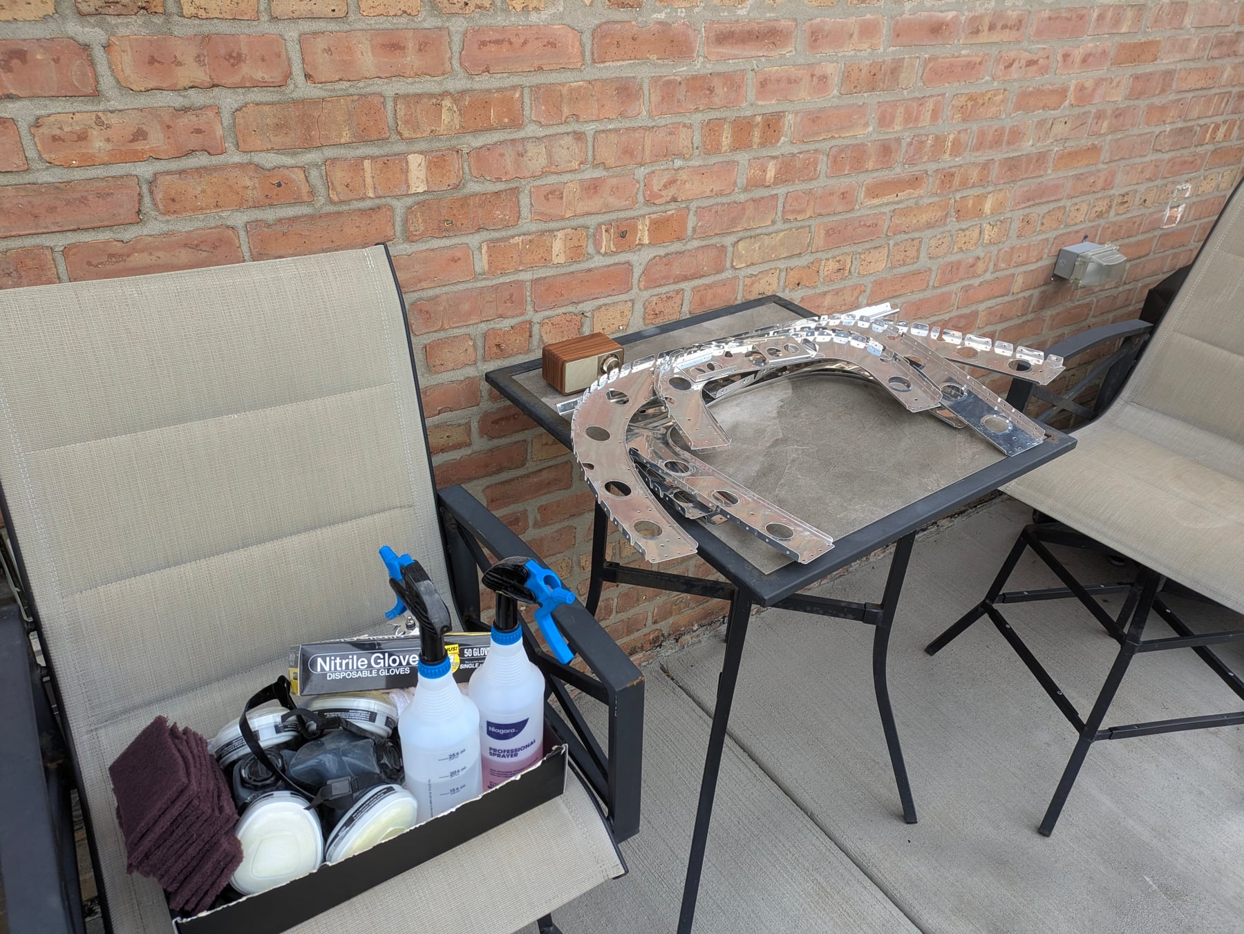 The outdoor cleaning station.